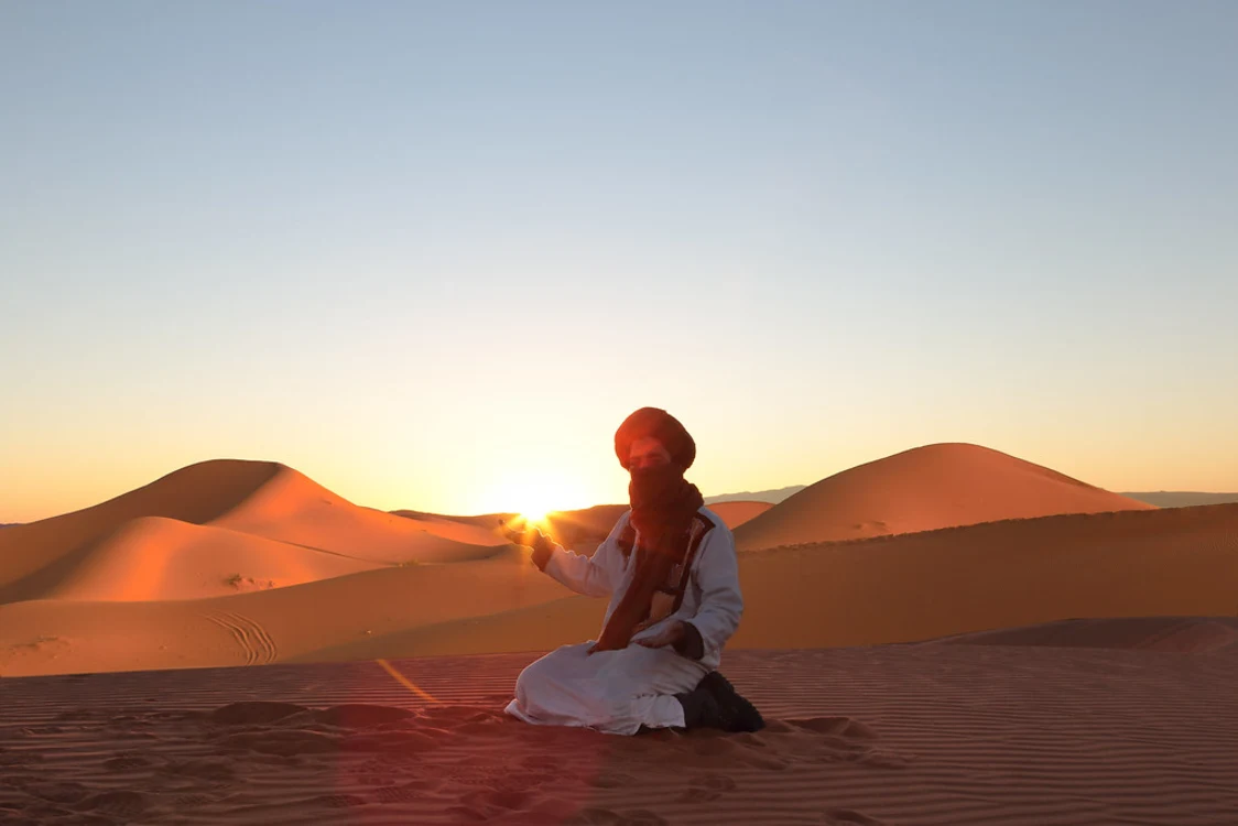The Sahara Desert, known for its golden sands, is particularly beautiful at Irg Chabii.